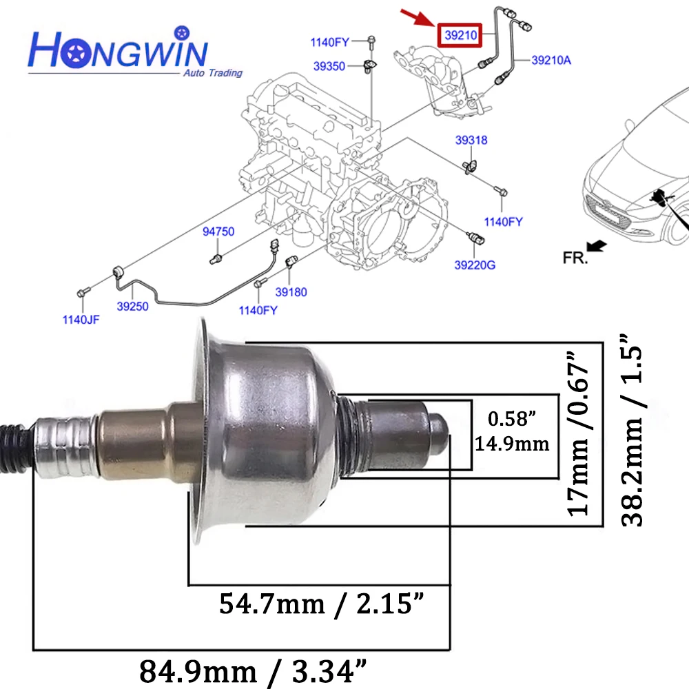 Oxygen O2 Sensor For Hyundai Accent i20 i30 1.4L i10 1.0L KIA Cee'd Picanto II 39210-03050 39210 03050 9025030007 39210-03057