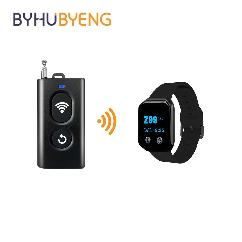 BYHUBYENG Long Distance Wireless Caregiver Pager Nurse Call System Alert Calling Button +Watch Receiver for Home School Hospital