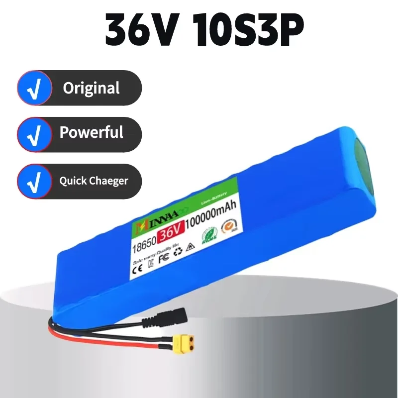 Pacco batteria agli ioni di litio 18650 per monopattino elettrico Kugoo M2Pro S1 S2 S3 Pro, 500W 36V 100Ah con BMS integrato 10S3P