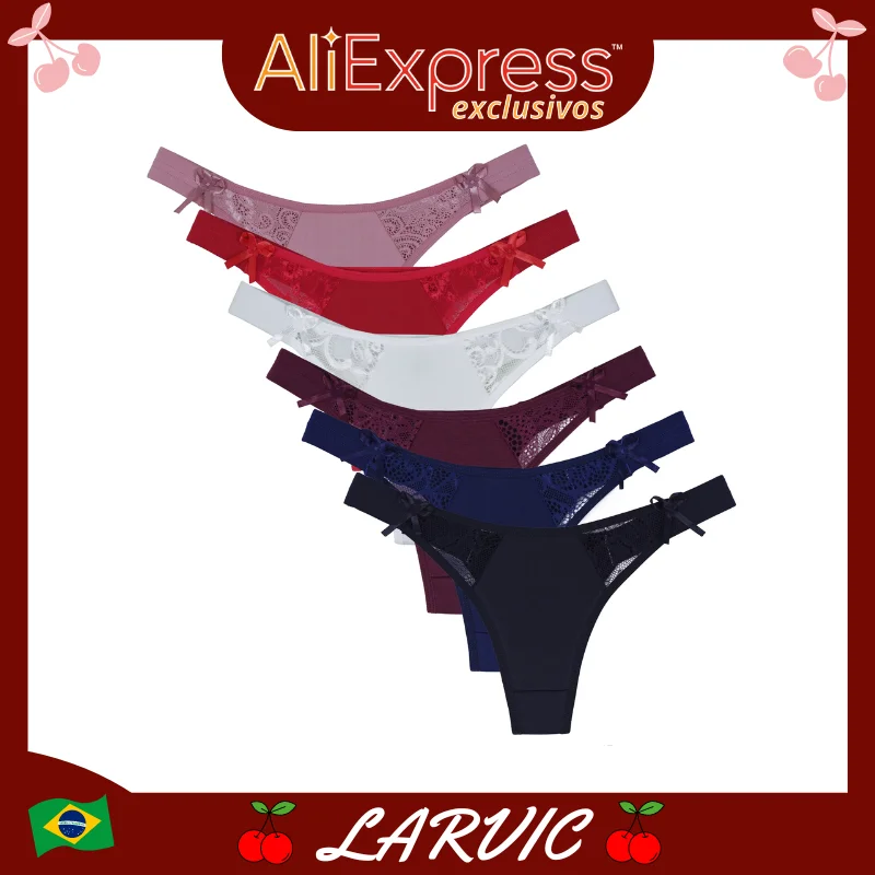 Calcinhas Kit 3, 5 ou 10 com Elástico Renda Tanga Conforto Sensual Roupa Interior Feminina Elegante Sexy Lingerie Pantys 2024