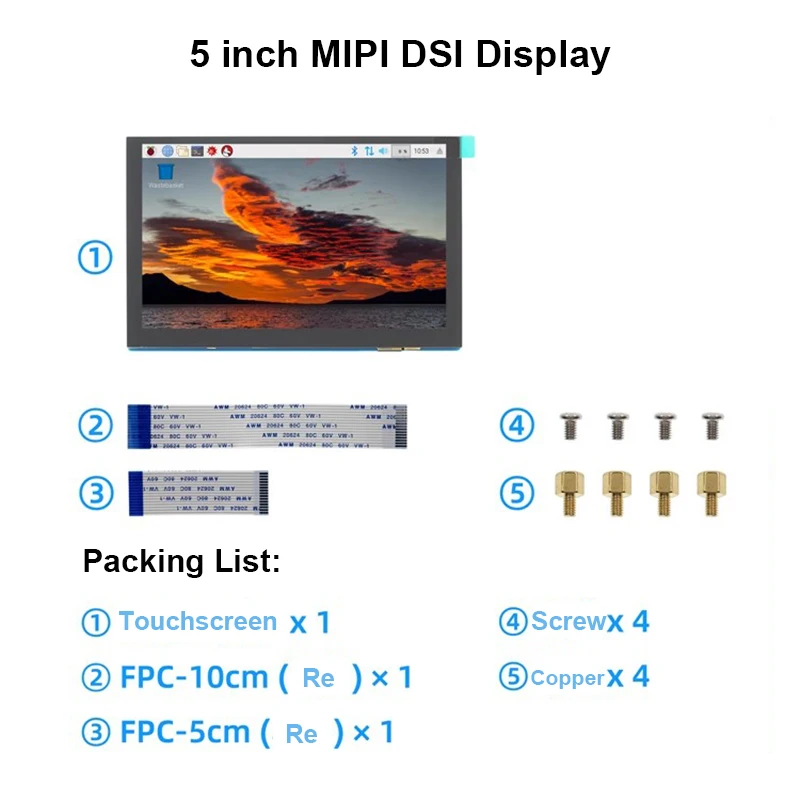 Imagem -04 - Dsi Ips Capacitivo Tela de Toque Raspberry pi Raspberry pi Mipi Tft 800x480 Monitor Lcd Suporta Framboesa Ubuntu Kali Win10