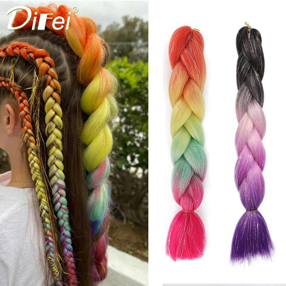 DIFEI Children Big Braid Synthetic Wig Women Hand-woven Shiny And Lively Big Braid Hair Chemical Fiber Braided Wig