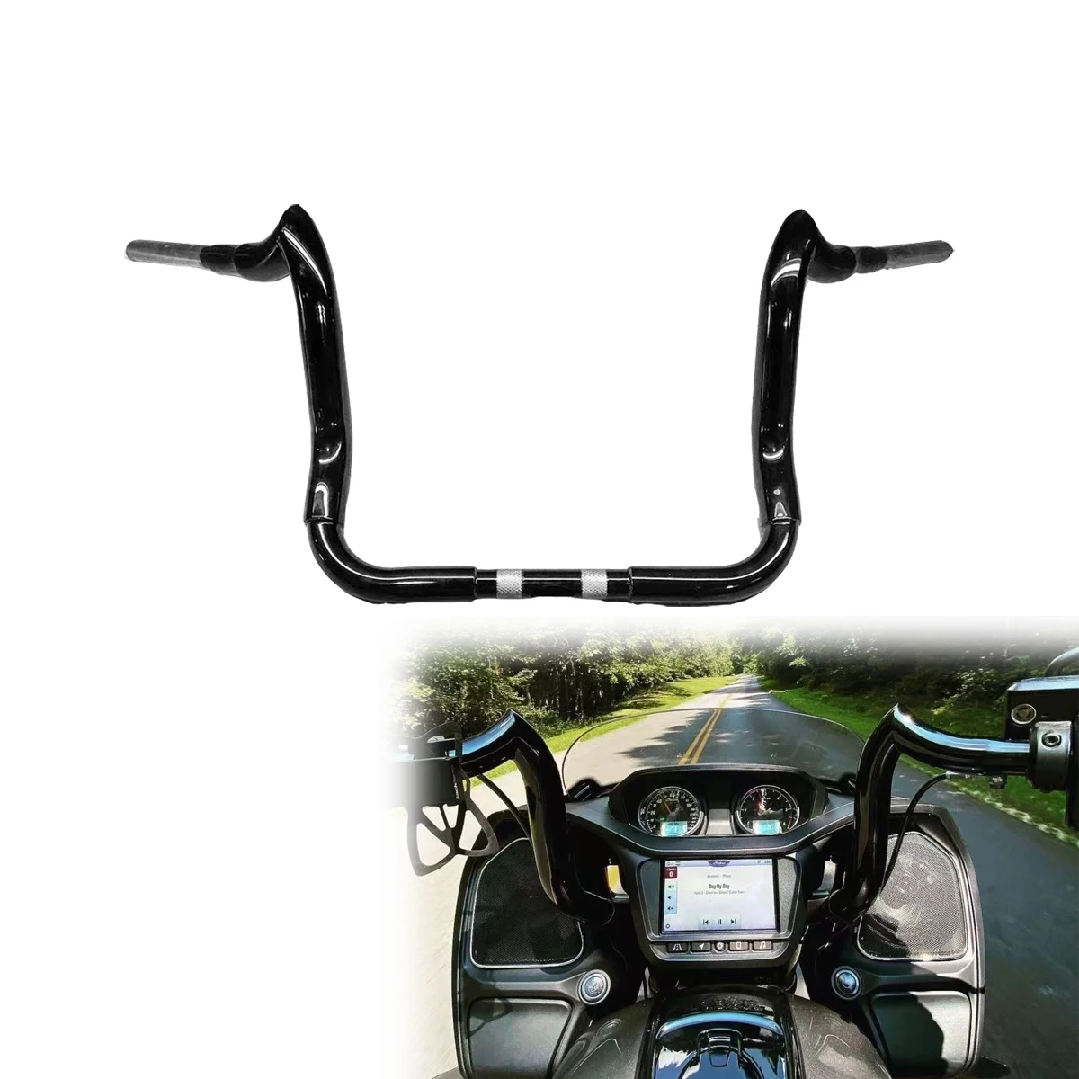 

Motorcycle 1.5inch Custom Handlebar 12"/14"/16" Rise for Indian Challenger Steering Wheel