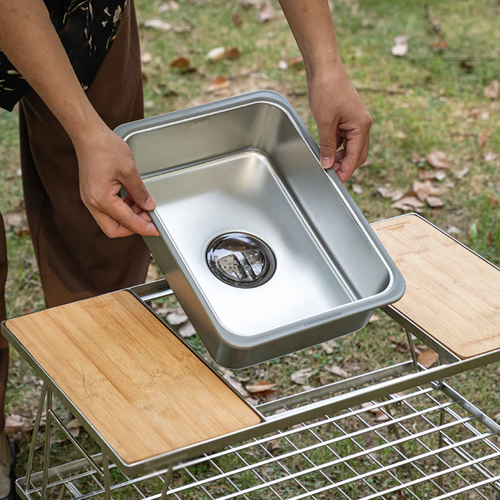 

Нержавеющая сталь, настольная раковина для кемпинга, настольная раковина IGT со сливной пробкой для приготовления пищи, рыбалки, барбекю, принадлежности для мытья на открытом воздухе