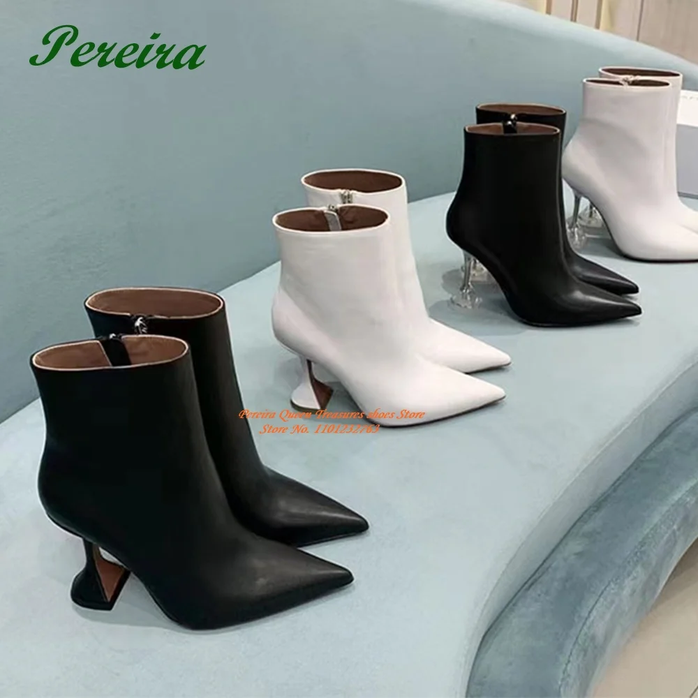 Wine Grass Zip Ankle Boots Pointy Toe Leather Short Booties for Women Winter Solid Casual 2023 New Designer Sexy Plus Size Shoes