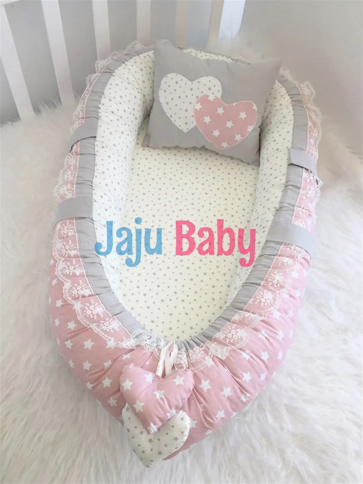 Handmade Powder Gray Star Lux Orthopedic Babynest