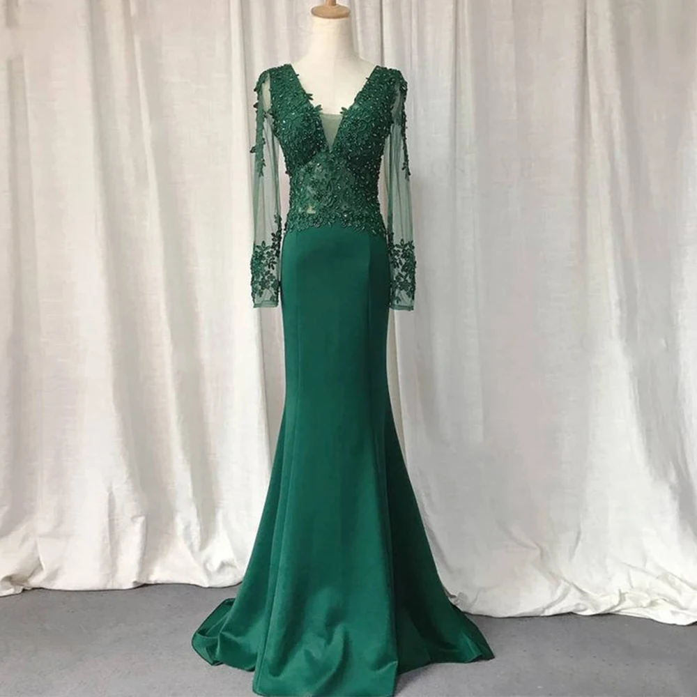 Exquisite Tulle Applique and Beaded Mother Of the Bridal Dress Mermaid Floor Length Classic V-Neck Zipper Gown Party Customized