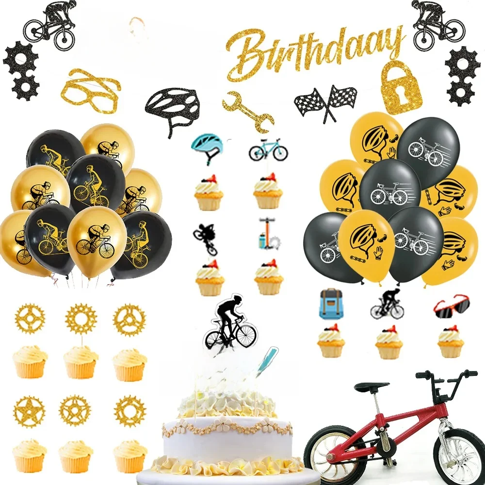 AliExpress Bike Birthday Party Decor Bicycle Banner Balloon Latex Balloons Cake Topper Bicycle Model Kids Birthday Party Decor Supplies