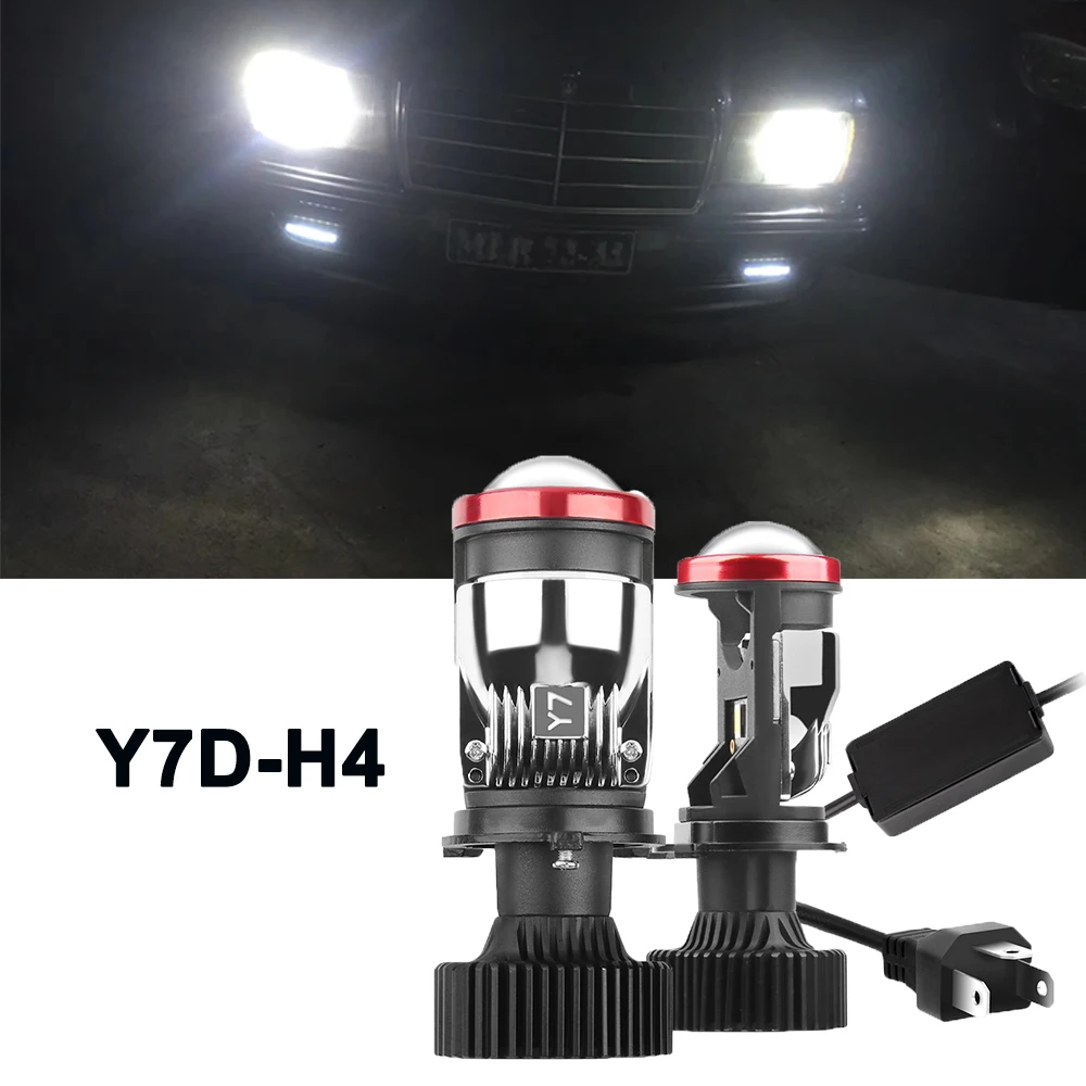 

Y7D H4 Светодиодный проектор Мини-объектив Автомобильные светодиодные лампы для фар Комплект H4 Лампа дальнего/ближнего света 100 Вт с турбовентилятором для большинства автомобилей