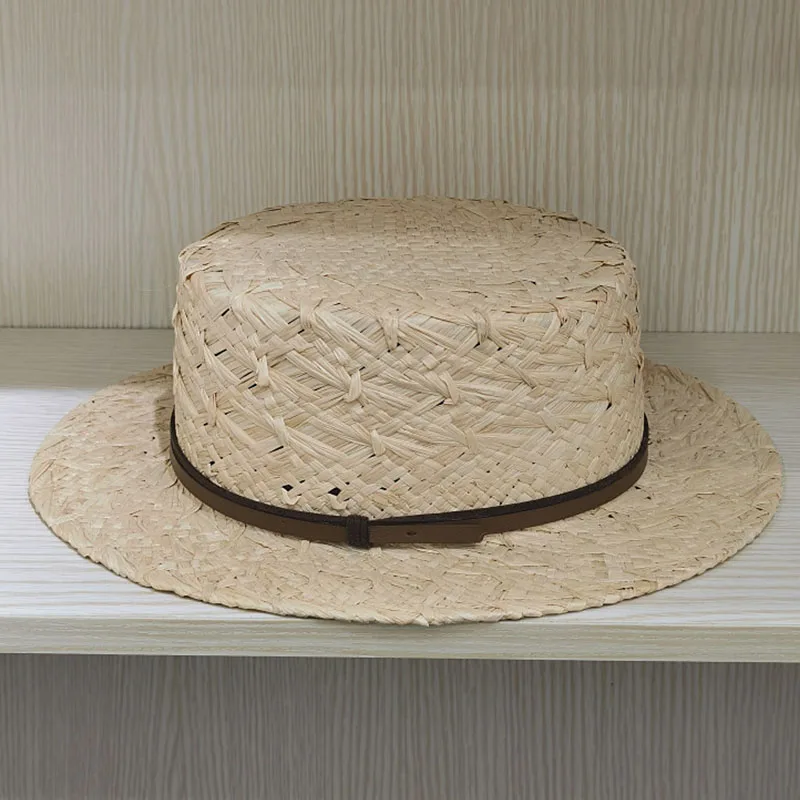 Women Summer Hats Wide Brim Boater Hat Straw Sun Hat with Leather Band Fedora Hat Beach Hat