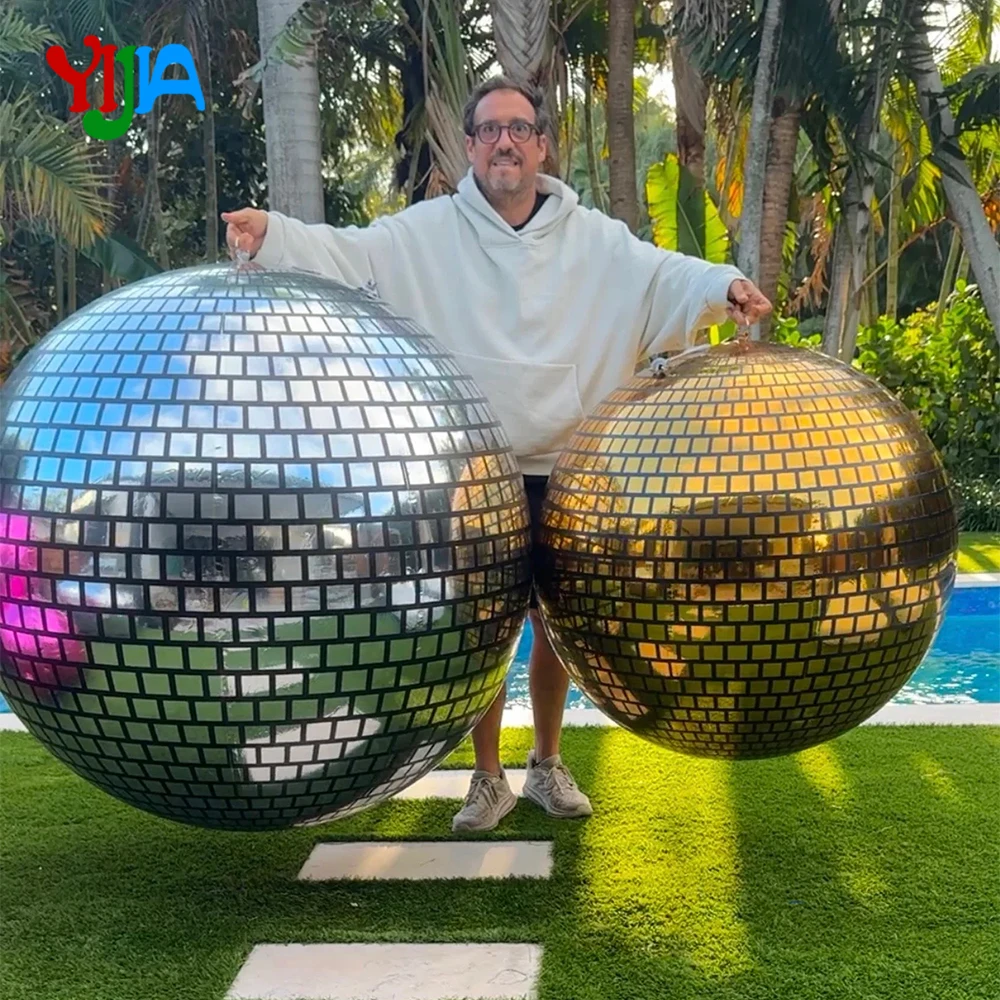 ¡Nuevos colores! Bolas de discoteca grandes, bola de espejo inflable, globo de espejo gigante, esfera de discoteca colgante de PVC reutilizable brillante grande para fiesta