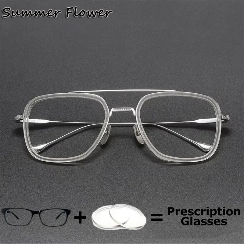 

Prescription Glasses Men Fashion Pure Titanium Wide Multifocal Progressive Optical Lenses with Recipe Oversize Spectacle