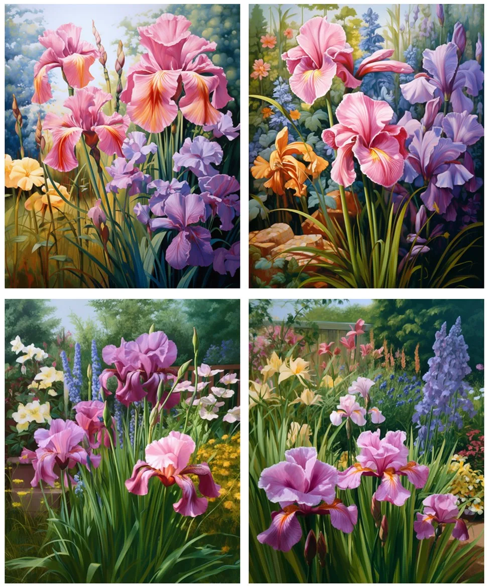 Embroidery Counted Cross Stitch Kits Needlework - Crafts 14 ct DMC Color DIY Arts Handmade Decor - Irises Garden Collection