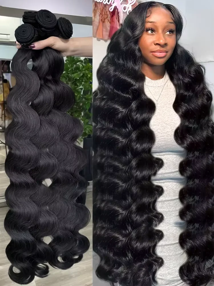 물결곱슬 생인모 묶음 내추럴 블랙 10/35, 미가공 브라질리언 헤어 100% 버진 생인모