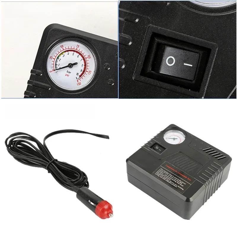 Pompe à Air automatique d'urgence pour voiture, outil de gonflage de pneus DC 12V, manomètre, connecteur allume-cigare, Compact et Portable de haute qualité