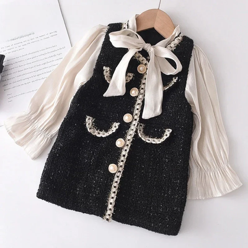 Bear Leader Girls Princess Patchwork Dress 2023 New Fashion Party Costumes Kids Bowtie Casual Outfits Baby Lovely Suits for 2 7Y — zdjęcie 2