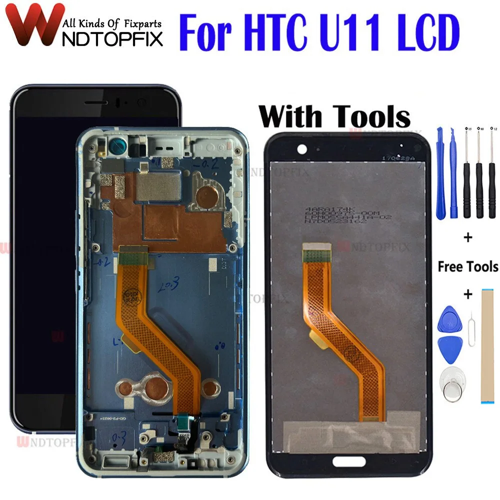 

Tested For HTC U11 LCD Display Touch Screen Digitizer Assembly Replacement Part With Frame For HTC U11 U-3w U-1w U-3u LCD Screen