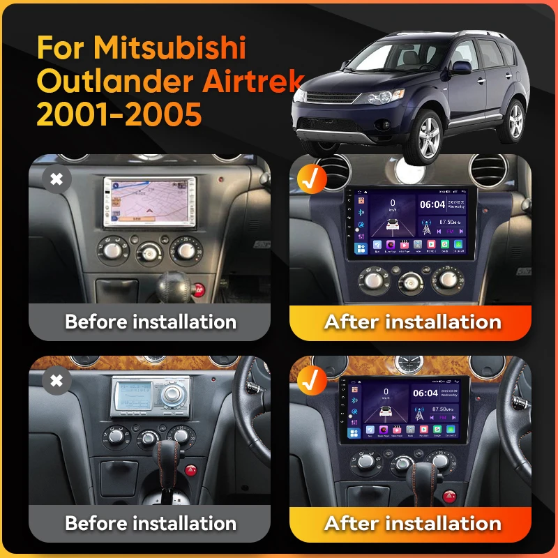 Android 11 Car Radio For Mitsubishi Outlander Airtrek 2001-2005 Multimedia Video Player 2din Carplay WIFI Navigation GPS Stereo