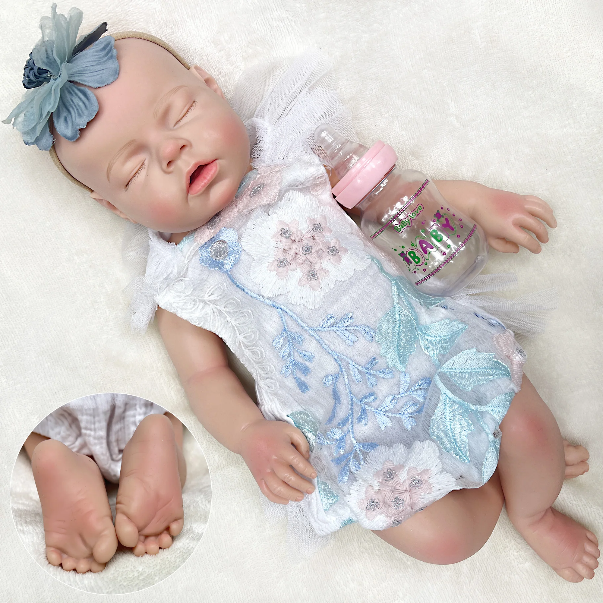 45CM 20-22Inch Full Body Soft Bebe Reborn Silicone Doll Can Drink and Pee Out Newborn Girl Baby Adopt Milk reborn