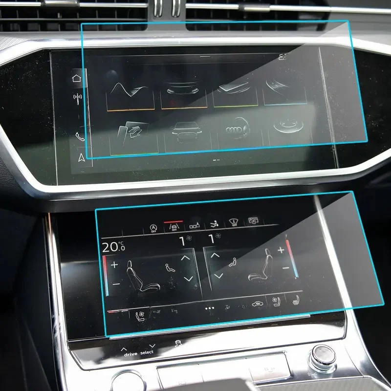 2 sztuki folii ze szkła hartowanego do Audi A6 A7 2019 2020 Samochodowa nawigacja GPS Ochrona ekranu Automatyczna ochrona ekranu wnętrza Akcesoria — zdjęcie 2