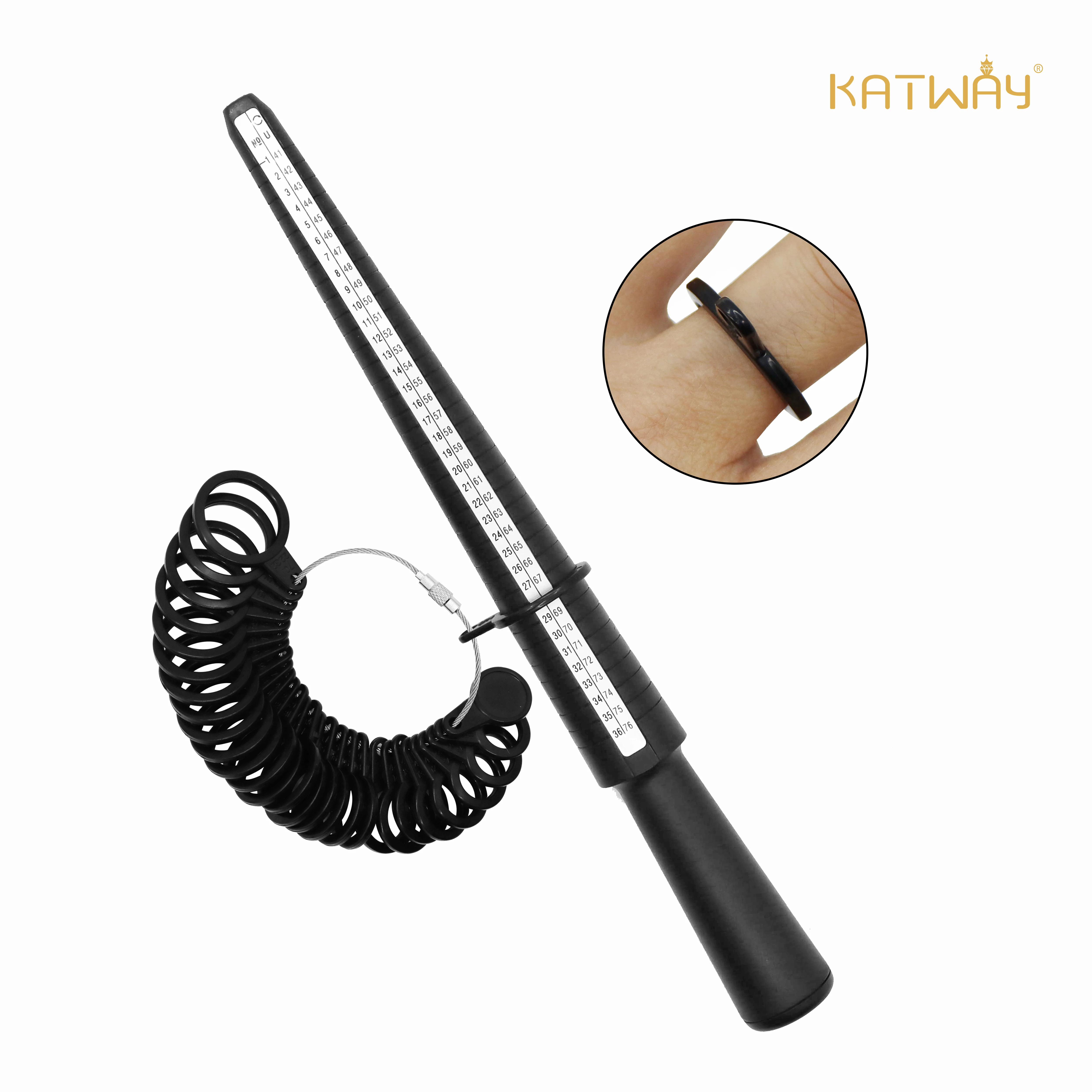 KATWAY Professional Ring Sizer Measuring Gauge Mandrel Stick Finger Tool For Jewelry Making UK/US Size For DIY Tools Set