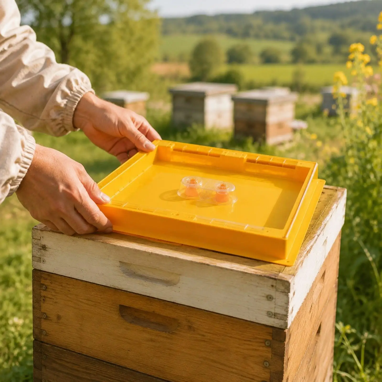 Bee Feeder Top Feeder Beehive Langstroth 10 Frame Beekeeping Supplies 1.2 Gallon for Feeding Water Sugar Cake to Bee Hives