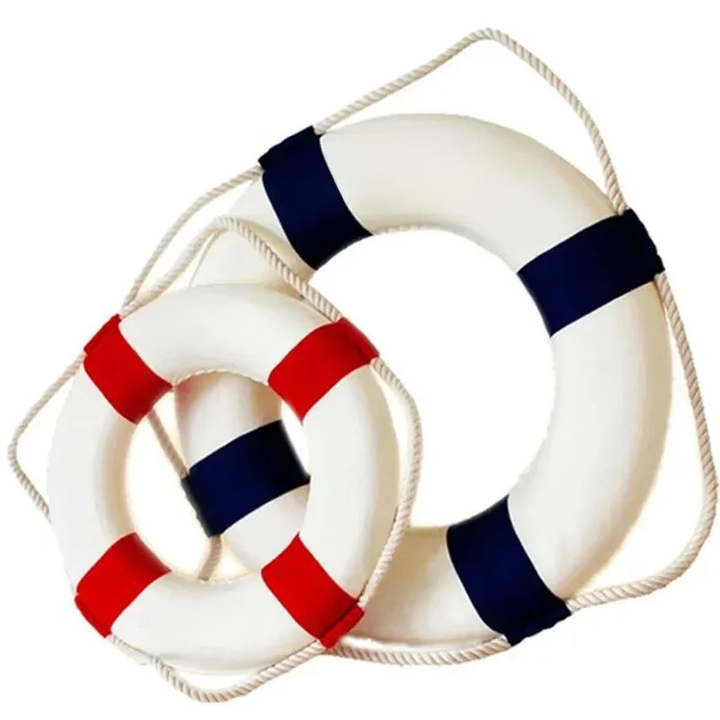 Bouée de Sauvetage Décorative pour la Maison, Décoration Murale de Plage Marine, Artisanat de Bienvenue, Rouge et Bleu, Décoration de Salon