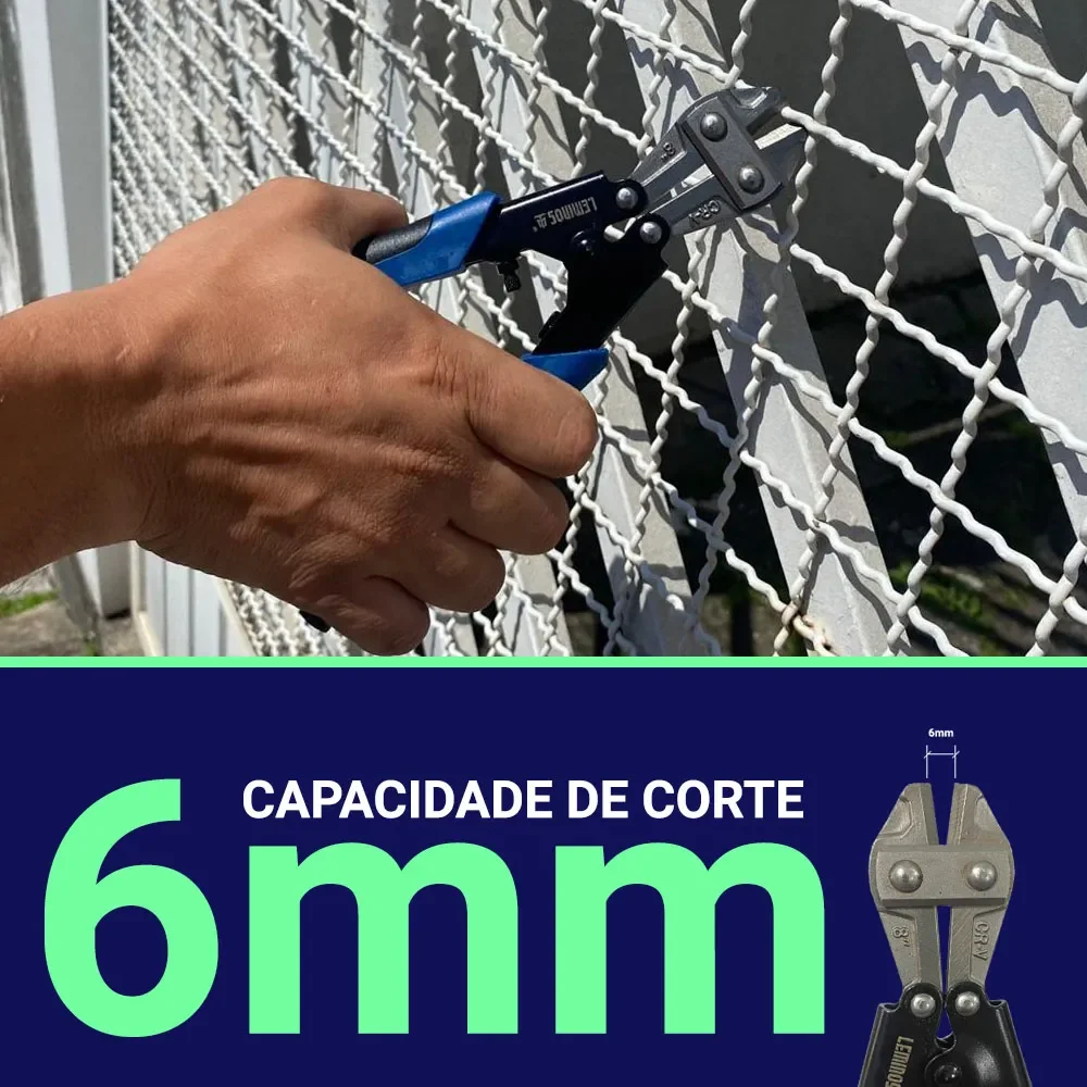 Alicate Tesoura Corta Vergalhão Cabos Aço 8 Pol Cr-V 6mm