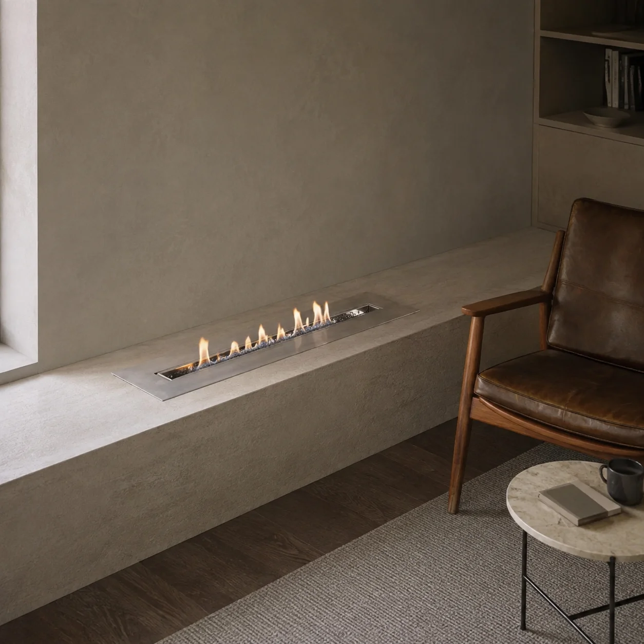 Stainless Steel Bio Ethanol Fireplace Burner Insert Modern Recessed Linear Bioethanol Fire Box with Regulating Tool for Home Liv