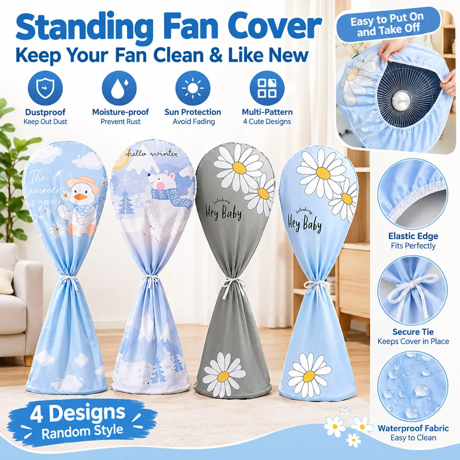 2/1pcs, Fan Dust Cover with Middle Fastening Strap, Durable PVC All Seasons Universal Sturdy Random Color Pattern