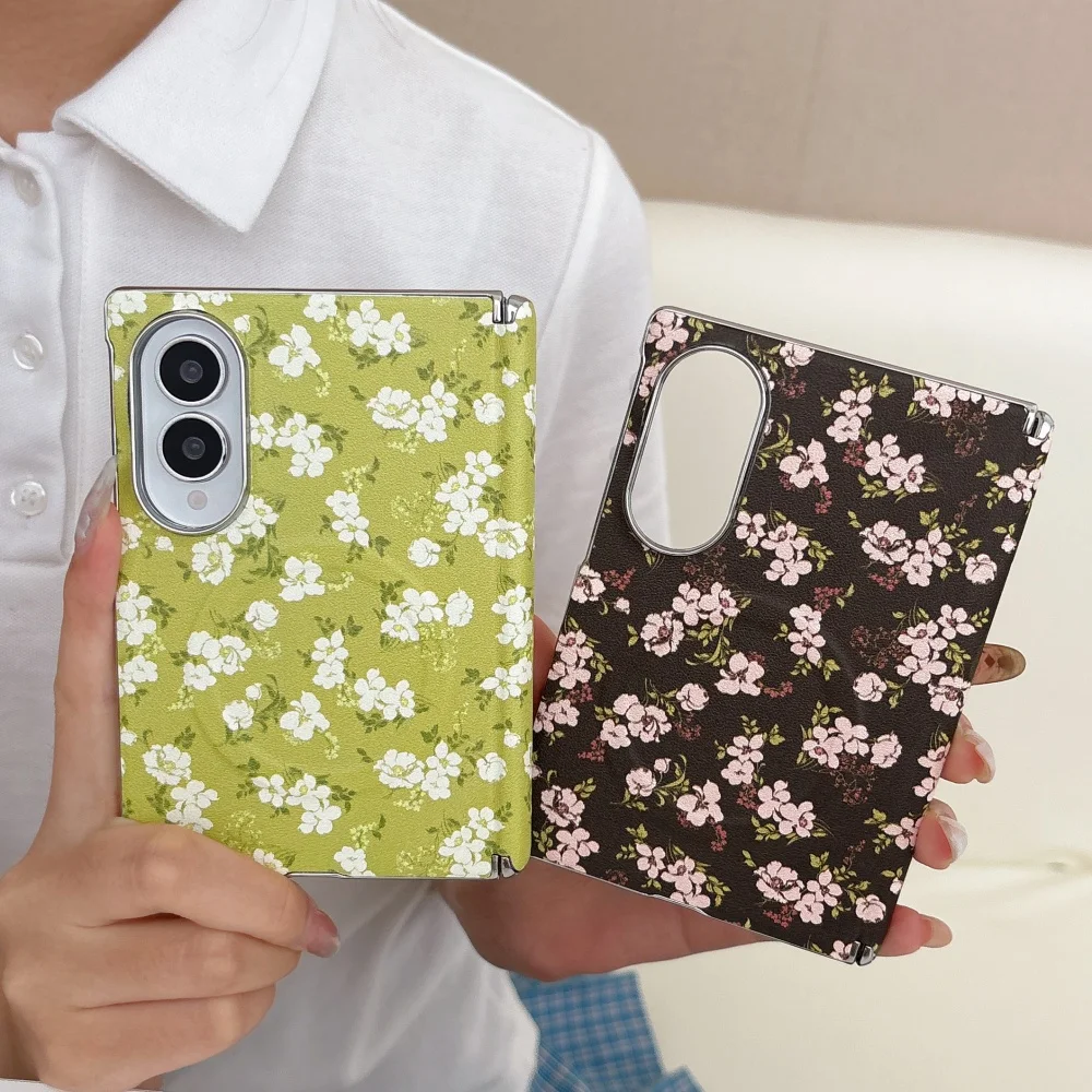 Retro Floral Leather Magnetic Phone Case for Samsung Galaxy Z Fold 7 Z Fold 6 Z Fold 5 Z Fold 4 Women's Elegant Shockproof Cover