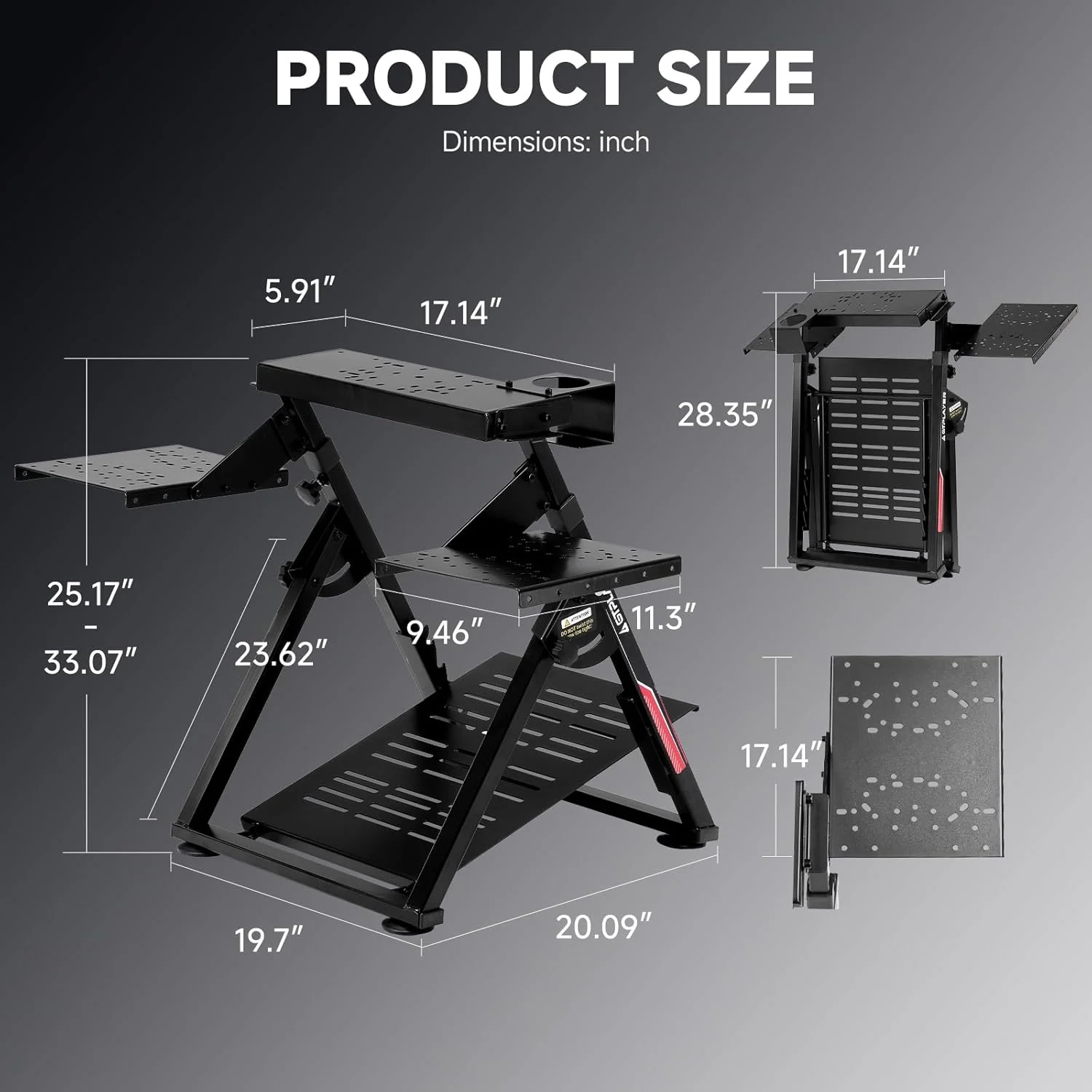 GTPLAYER Flight & Racing Simulator Stand, Foldable Gaming Cockpit Compatible with Logitech, Thrustmaster, PXN Wheels & Flight Joysticks, Black view 2