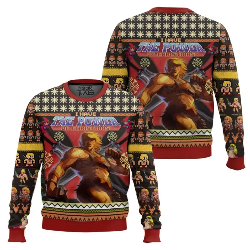 Man and Skeletor Ugly Sweater 2025 New Funny Xmas Party Wear Winter Warm Cozy Holiday Pullover Plus Size Christmas Sweater Gifts