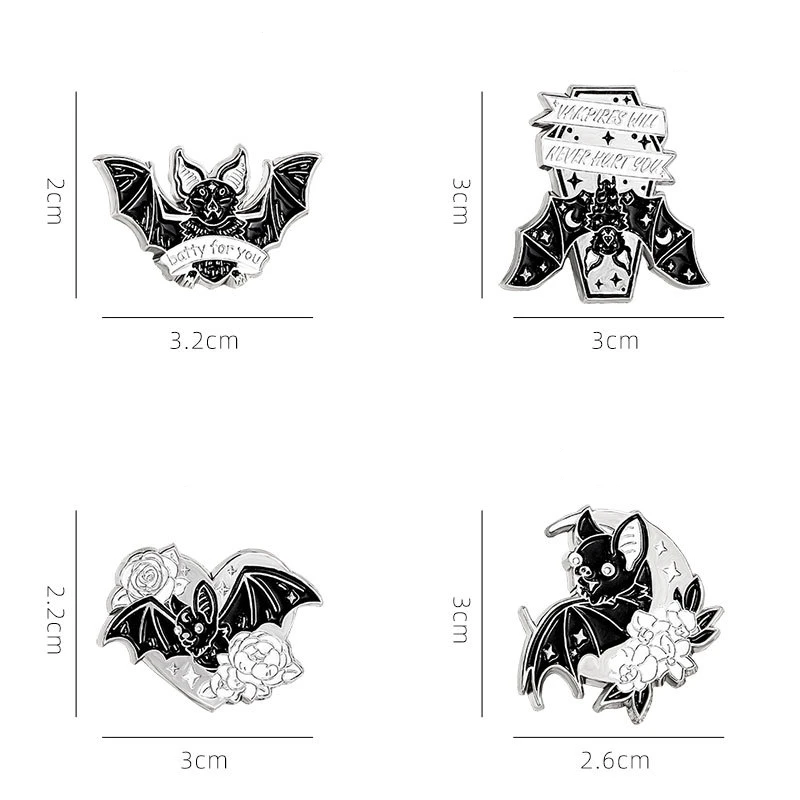 Cartoon Black Bat Metal Enamel Brooch Halloween Jewelry Lapel Pin Backpack Clothing Hat Accessories Badge Decoration