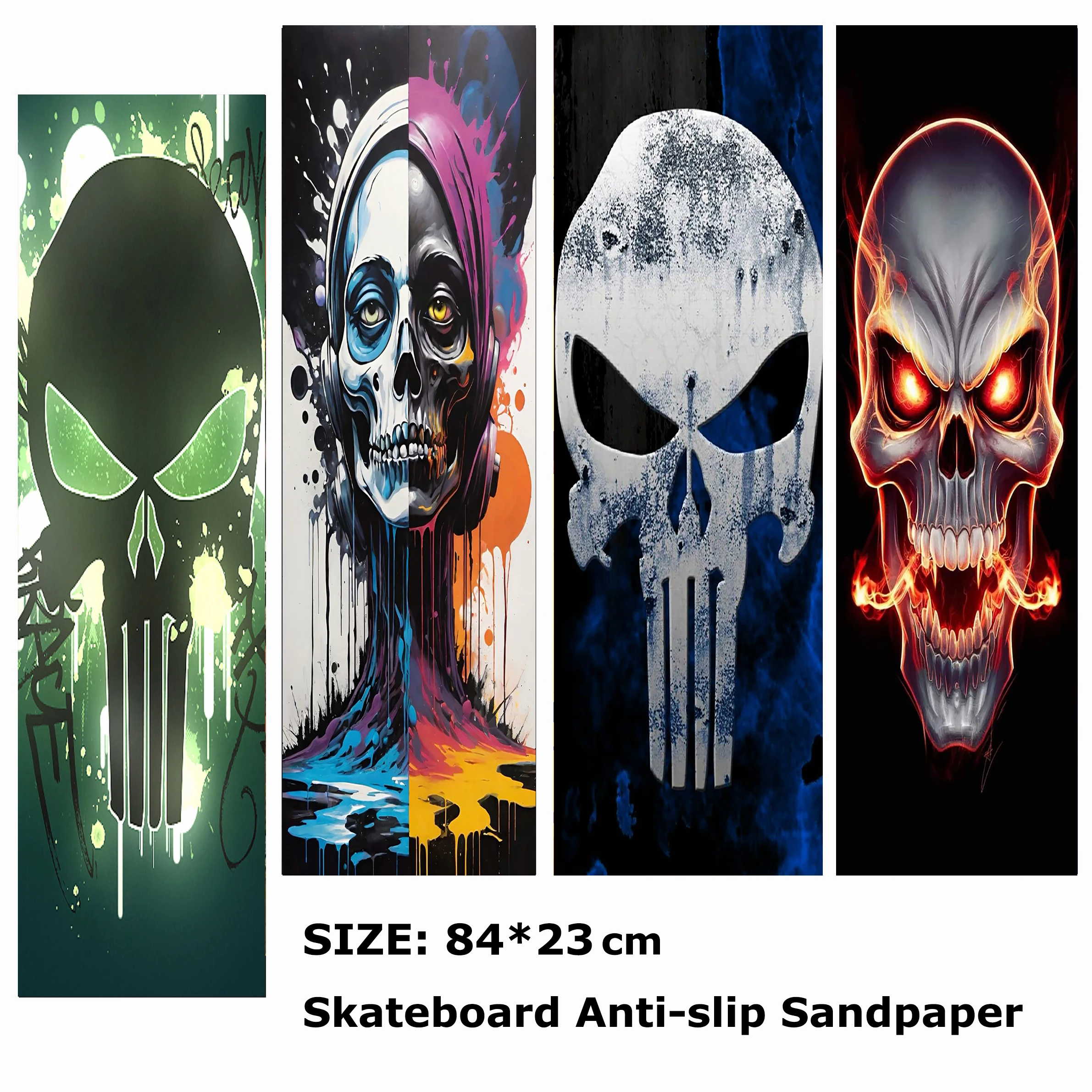 Purple Skull On Grass Background Pattern Electric Scooter Anti-slip Sticker Sandpaper Skateboard Grip Tape Sheet 84*23cm