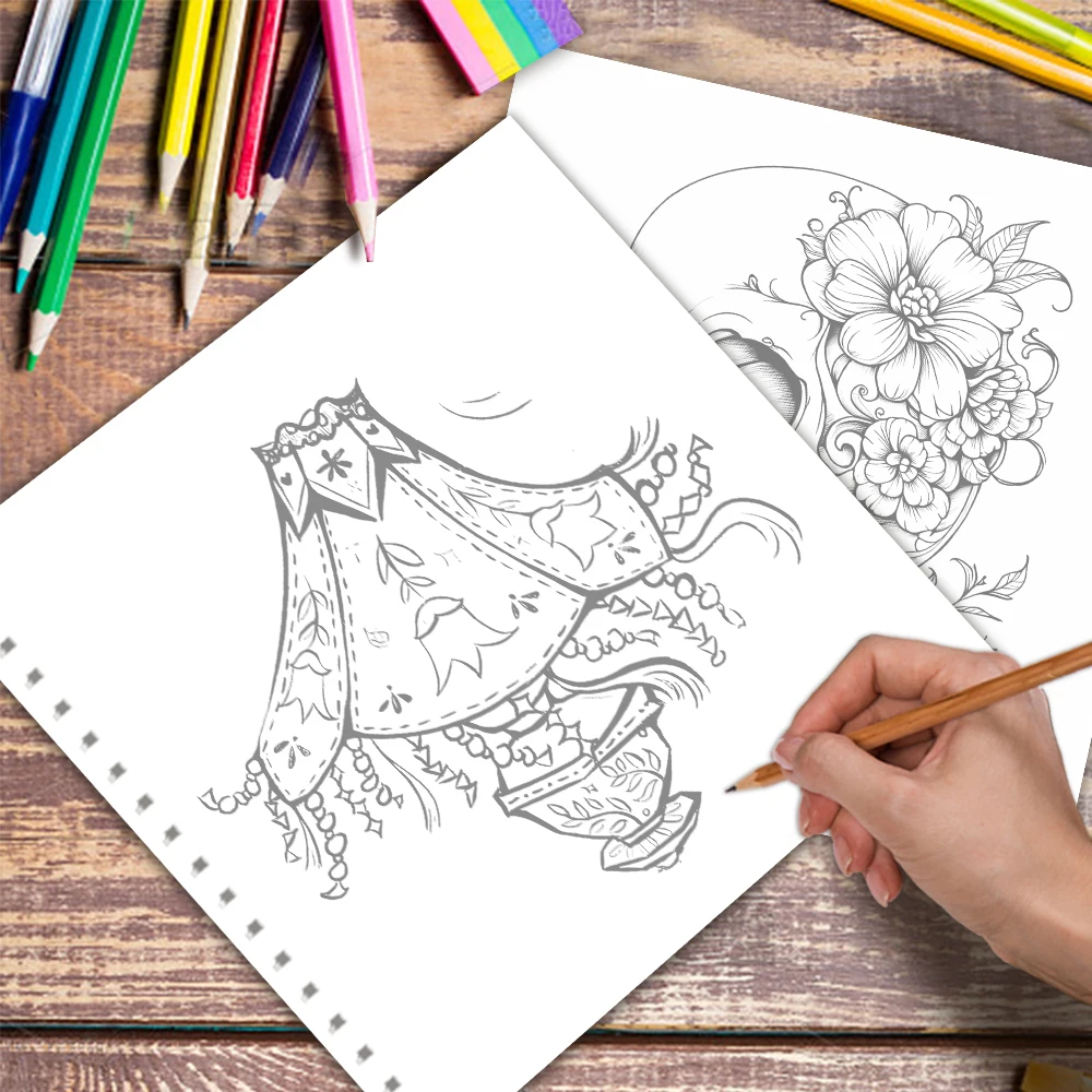 Magic Story Coloring Book - 30page adult coloring book, 100 gsm, 8.3 inches × 8.3 inches, art book, birthday gift, holiday party