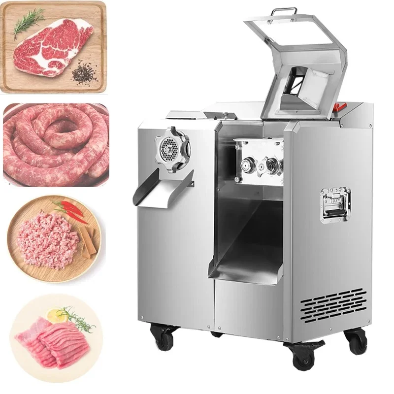 2200W Commercial Electric Meat Grinder Slicer 300Kg/H Stainless Steel Meat Mincer Sausage Maker Machine Meat Slicer