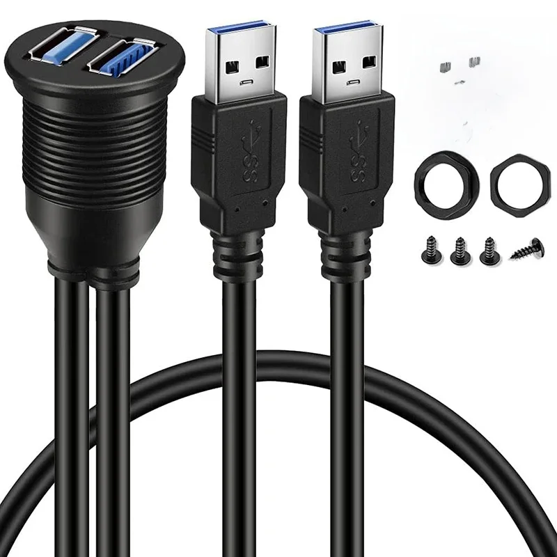 Rallonge de panneau de carte Prada, câble d'extension pour voiture, camion, bateau, moto, étanche, 2 ports, touristes, USB 3.0, 2.0, 1m, 3 pieds