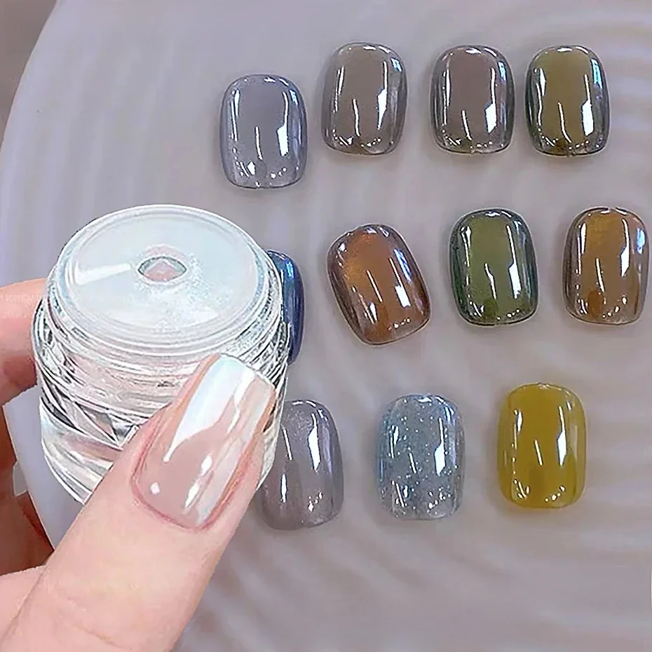 Perle blanc ongles paillettes poussière Chrome clair de lune frottant sur poudre argent coquille miroir Pigment Nail Art fournitures décoration