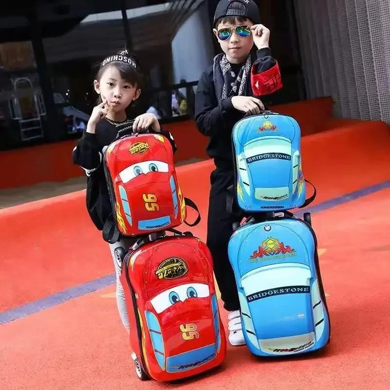 Disney-Valise à roulettes Cars Rains McQueen Cartoon pour enfants, valise d'embarquement cosplay, cadeau de vacances étudiant, 18 po