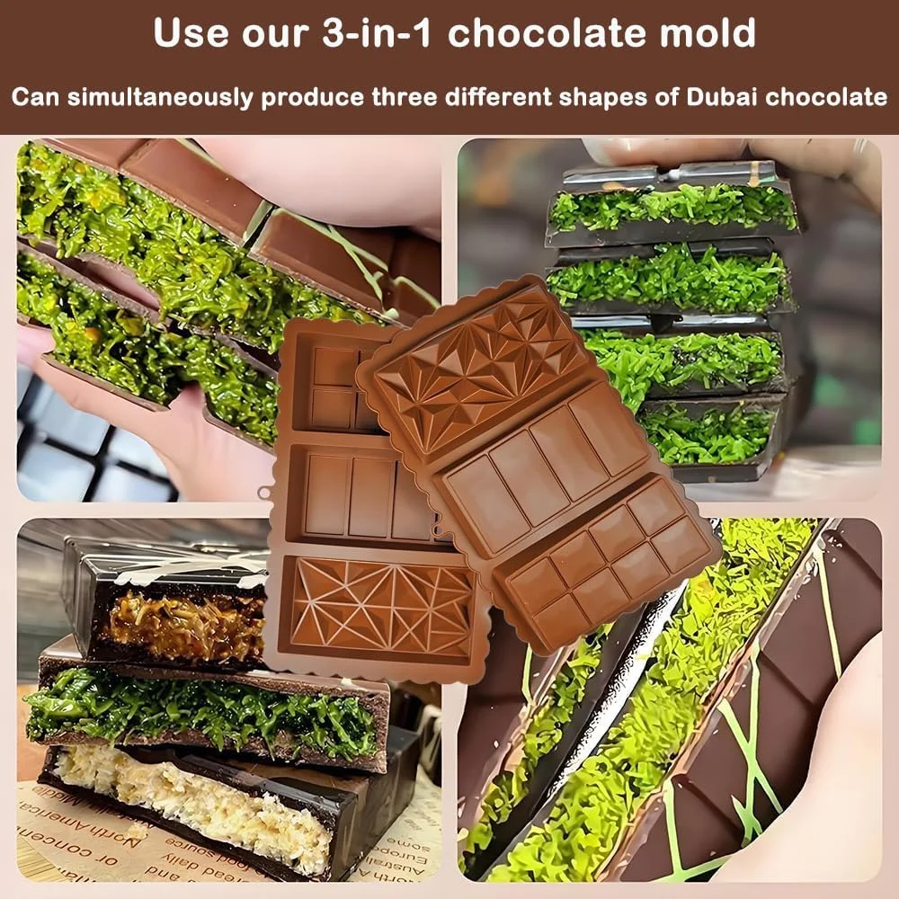 قوالب ألواح شوكولاتة من السيليكون، قوالب حلوى مستطيلة غير لاصقة مع فتحات تعليق، قوالب خبز يدوية قابلة لإعادة الاستخدام