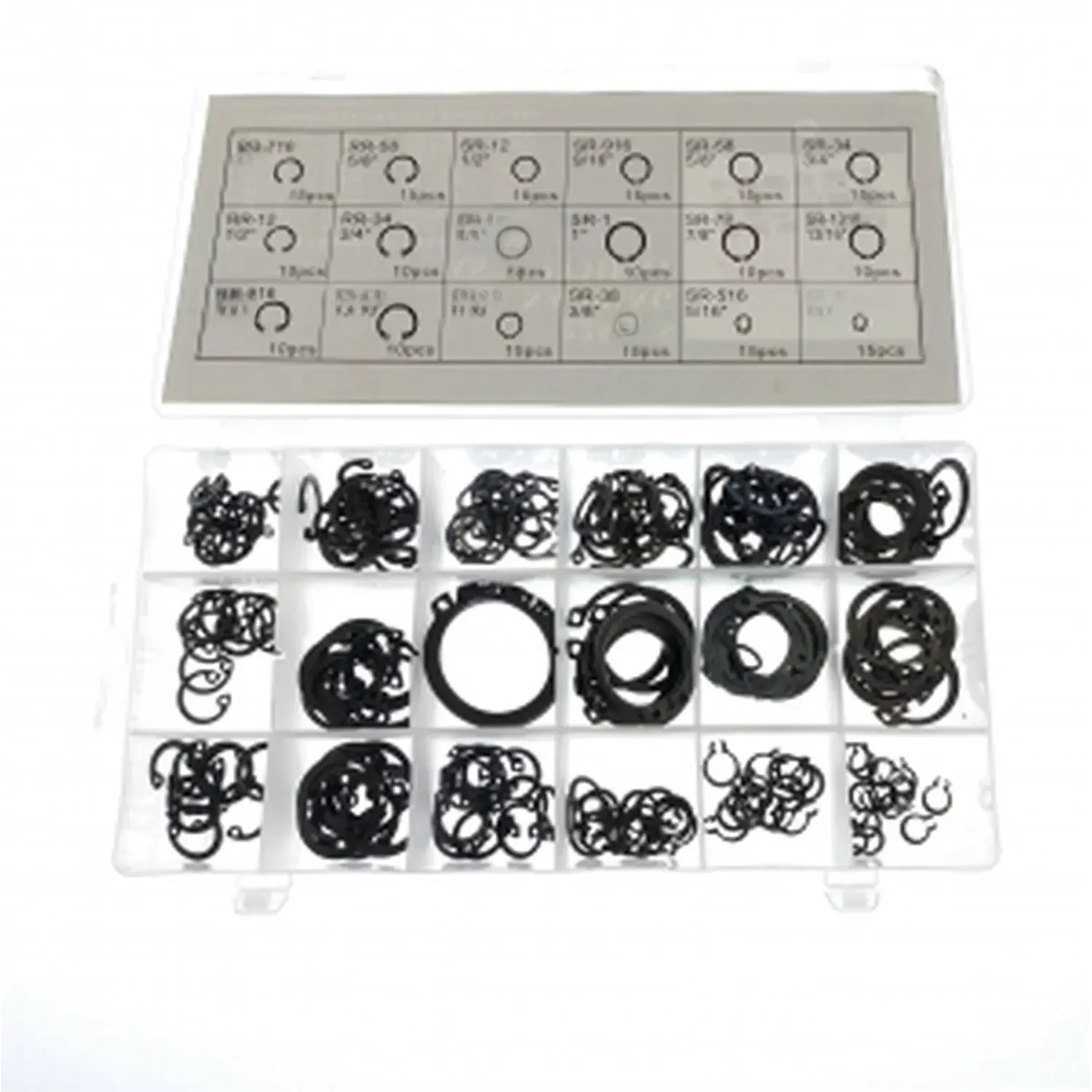 Seeger Circlips Sortimento Set, 225 pcs, embalagem de arruelas, anéis de retenção