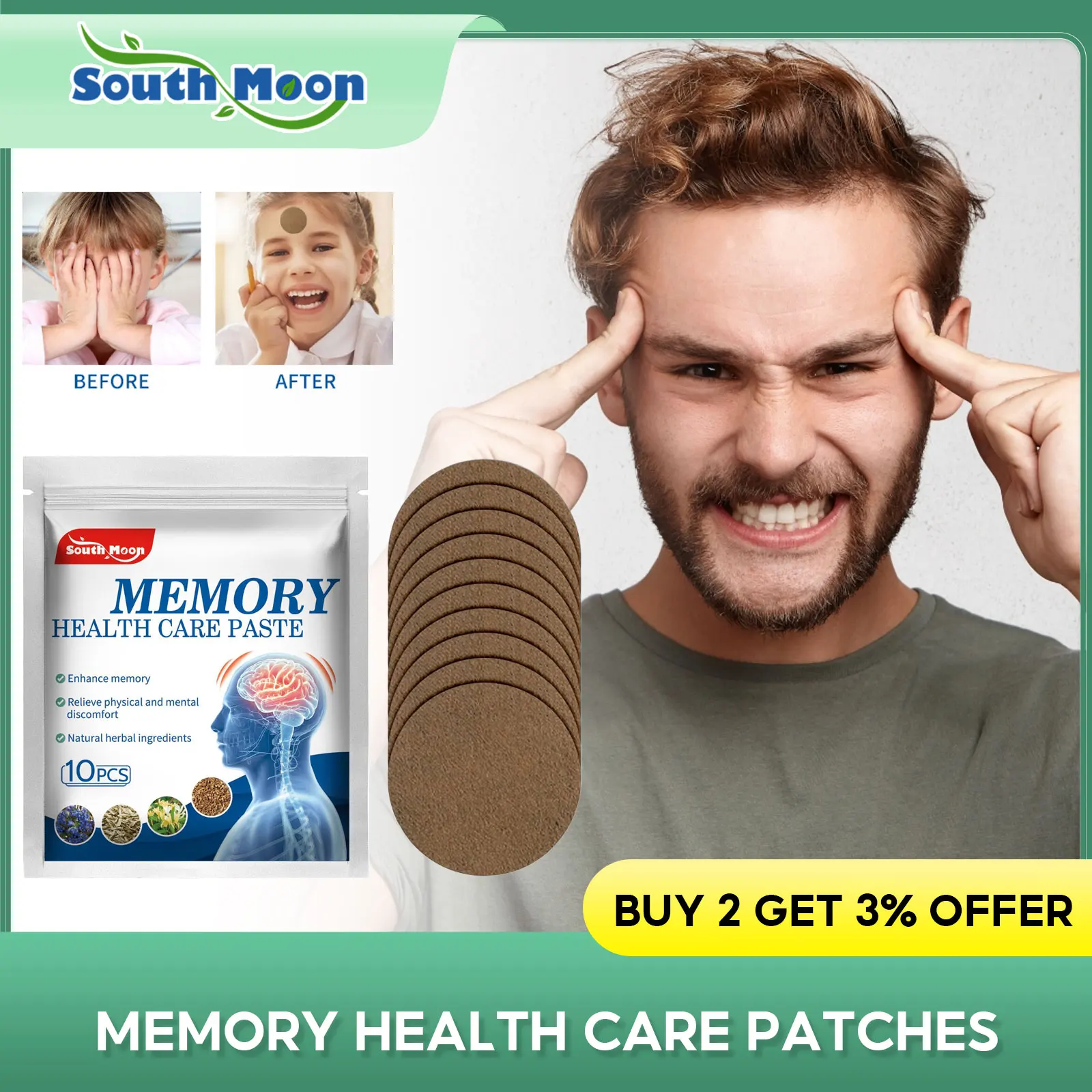 

Improve Memory Patch Memory Enhancement Treat Forgetfulness Wake Up Brain Prevent Alzheimer Disease Poor Memory Loss Health Care