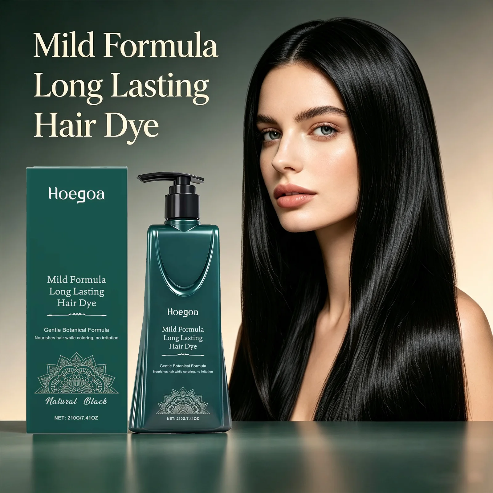 Hoegoa Natural Botanical Hair Color Cream Mild Formula Cover Gray Long Lasting Easy To Use Deep Nourishing Quick Result Hair Dye Cream