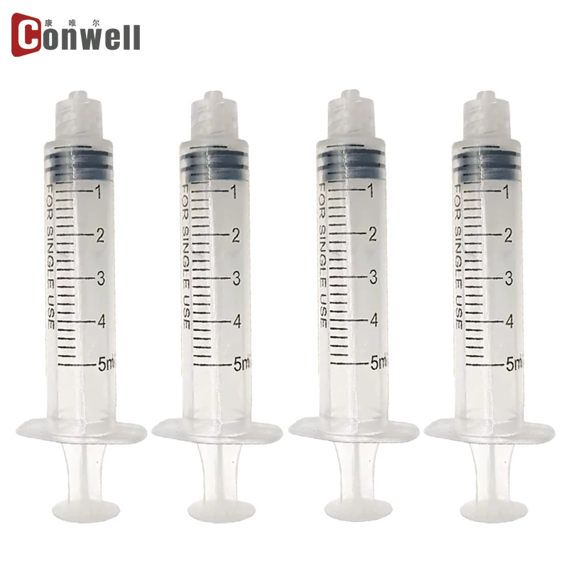 

100Pcs 5ml/cc Plastic Disposable Luer Slip Syringe Sterilized Individually Packaged for Scientific Labs, Measuring, Watering