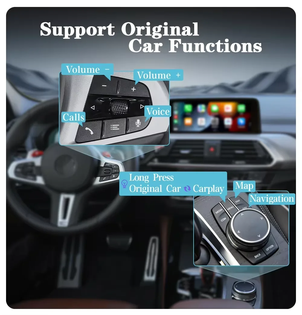 Drahtlose CarPlay Android Auto Decoder Für BMW CCC 3 5 Serie X5 X6 E90 E91 E92 E93 E60 E61 E70 E71 E72 BT AUX Spiegel Link Modul