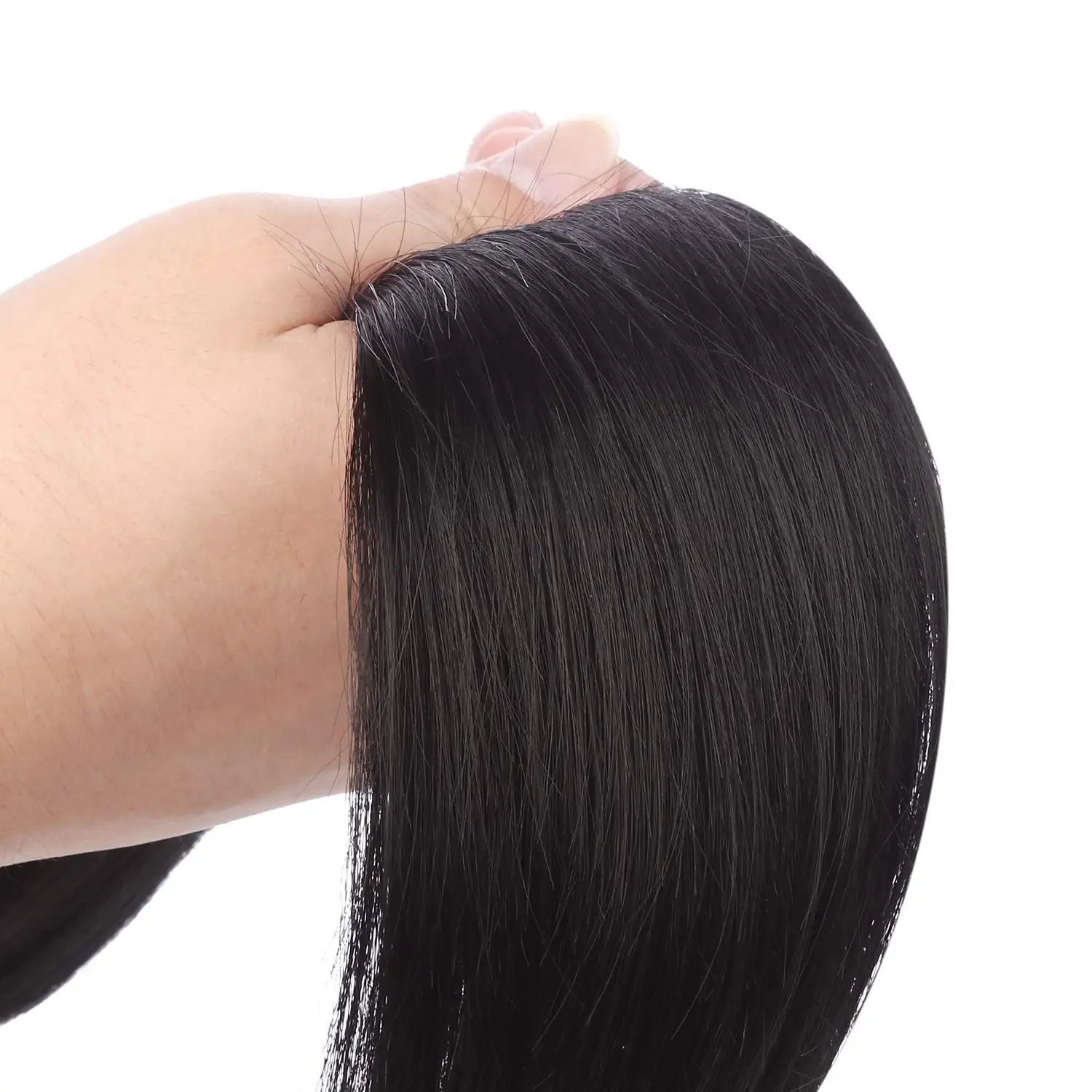 Extensions de Queue de Cheval Naturelle Remy Lisse et Longue, Postiche de Cheveux Humains Ronds, Noir, 1B, 26 Pouces