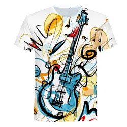 Music Print 4-14Y Kid Clothing T Shirts for Girl Boys Short Sleeves Casual T Shirts Clothes Children's Cartoon Fashion Tops Tees