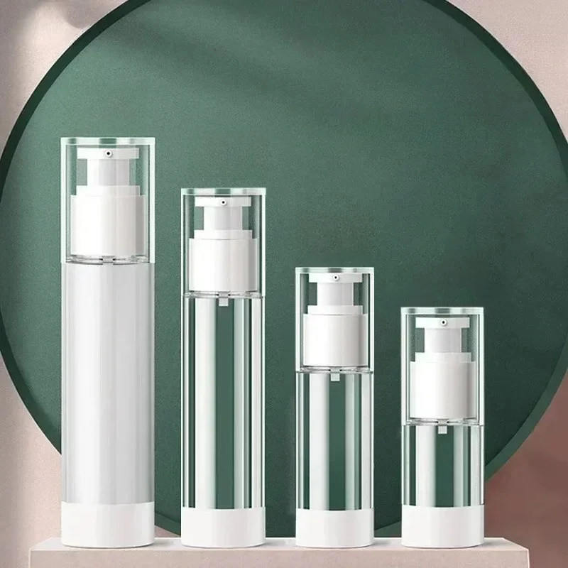 Bouteille à pompe à vide transparente 15/30/50/80/100ML, réutilisable, pour produits de soin de la peau, crème pour le visage, gel, lotion
