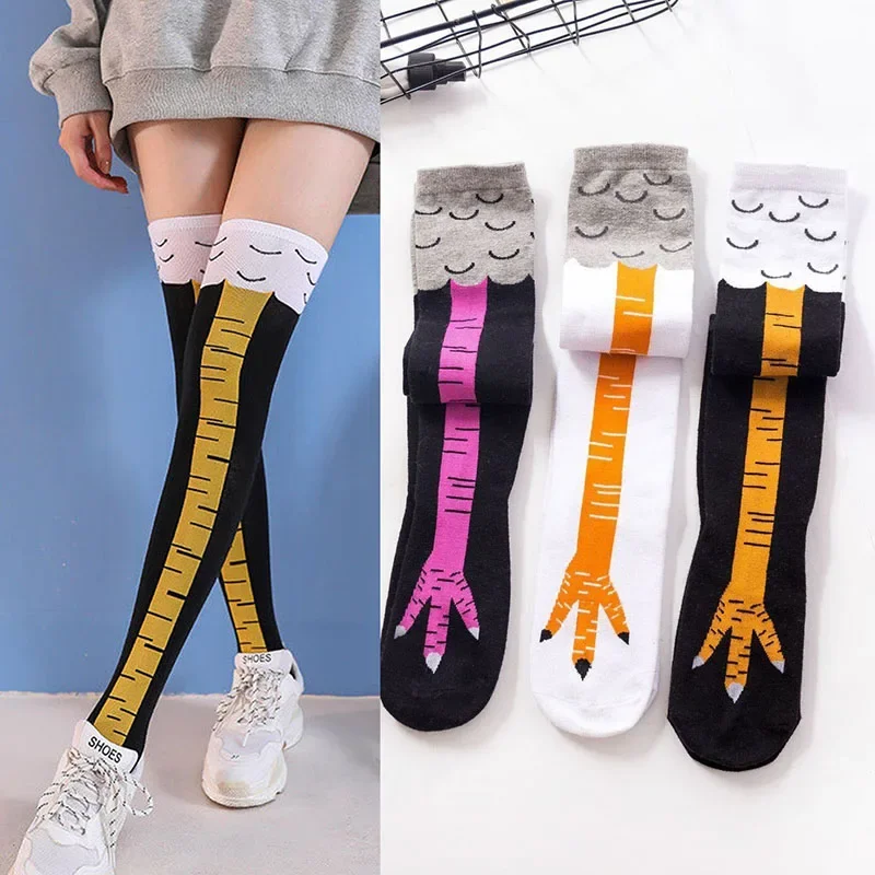 Chaussettes Jetables en Coton à Motif de Pattes de Pieds, Bas Créatifs, Dessin Animé Amusant, Mignons, Au-Dessus du Genou, Plusieurs Couleurs, Nouvel Arrivage